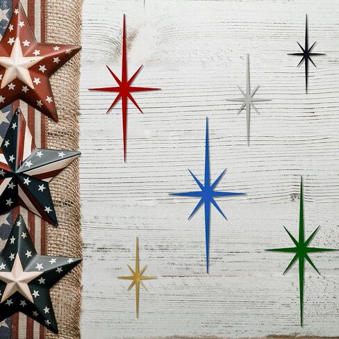sxnzequnze Metal Rhinestone Octagonal Star Wall Decor Bling Diamonds Modern Rustic Style for Living Room Bedroom Kitchen Decoration Set of 4 （16.5 * 8.2inch/9.4 * 4.7inch） Black in Saudi Arabia