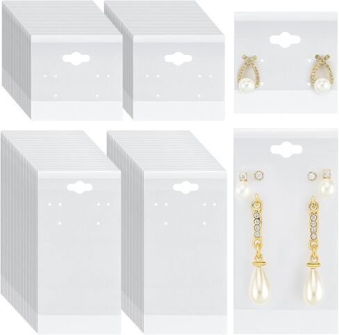 Tondiamo 200 Pcs Black Velvet Plastic Display Cards for Earrings 2'' x 2'' and 2'' x 4'' Earring Cards for Selling Earring Display Cards Holder Bulk for Earrings Ear Studs Jewelry Accessories in Kuwait