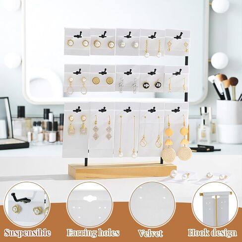 Tondiamo 200 Pcs Black Velvet Plastic Display Cards for Earrings 2'' x 2'' and 2'' x 4'' Earring Cards for Selling Earring Display Cards Holder Bulk for Earrings Ear Studs Jewelry Accessories in Kuwait