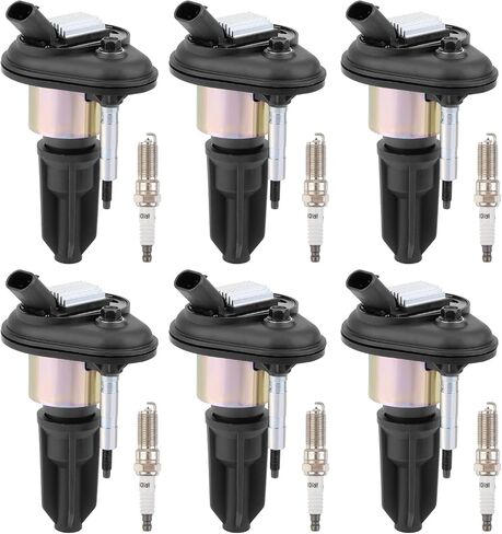 مجموعة من 6 ملفات إشعال حزمة UF303 وIridium Spark Plug 3811 متوافقة مع Chevy Isuzu GMC Hummer Buick Oldsmobile Saab Trailblazer Envoy Rainer Colorado Canyon Ascender i-280 i-290 in Kuwait