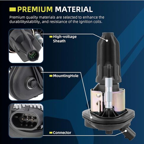 مجموعة من 6 ملفات إشعال حزمة UF303 وIridium Spark Plug 3811 متوافقة مع Chevy Isuzu GMC Hummer Buick Oldsmobile Saab Trailblazer Envoy Rainer Colorado Canyon Ascender i-280 i-290 in Kuwait