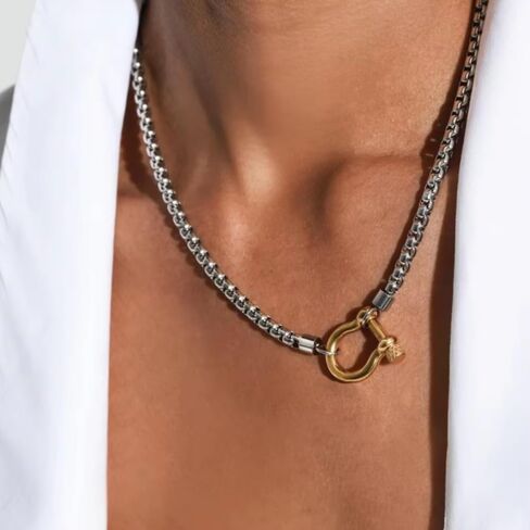 Bloomstone,18K Gold Plated Stainless Steel Necklace for Women – Hypoallergenic, Non-Tarnish Gold Link Chain, Everyday Stainless steel jewelry, Adjustable Layering Necklace in Saudi Arabia