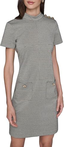 Karl Lagerfeld Women's Short Sleeve Mock Neck Sheath Mini Dress in Saudi Arabia
