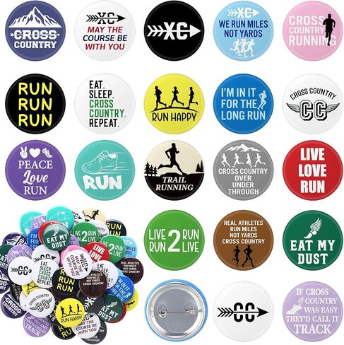 80 Pcs Cross Country Pins Gifts Running Button Pins Bulk Track Field Motivation Sport Accessories for Team Runner Pinback Backpacks Christmas Gifts in Saudi Arabia