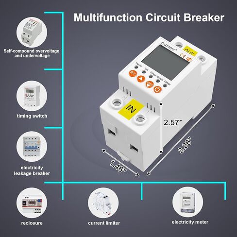WiFi Circuit Breaker Smart Miniature Circuit Breaker - Single Phase AC85-300V 63A, Din Rail Mount, for Leakage, Over/Under Voltage and Over Current Protection (Top Input, Bottom Output) in Saudi Arabia