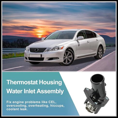 Engine Coolant Thermostat Housing Assembly Replacement for Lexus IS250 2006-2015, 1603131020 Metal Black 1Pc in Saudi Arabia