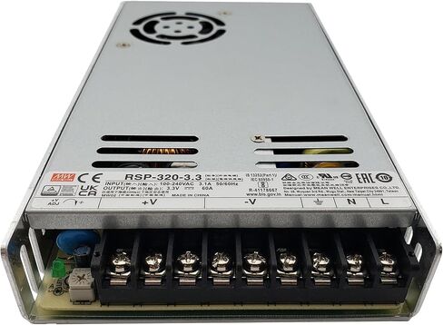 Mean Well RSP-320-5 Switching Enclosed Power Supply with PFC 5V 60A 300W AC/DC | Adjustable 4.5-5.5V Output | LED/A/V/Industrial | RoHS/UL Certified | Built-in Fan, Short Circuit & Overload Protection in Kuwait