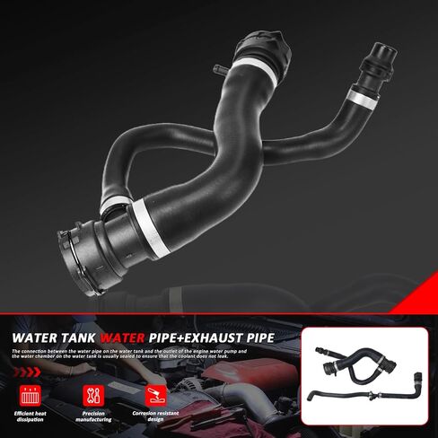 17127537107 17127555290 Radiator Upper Pipe + Exhaust Pipe 2-piece set For BMW X5 (E70) 2006-2010 X5 3.0si xDrive30i Peat# V201768 V202316 in Saudi Arabia