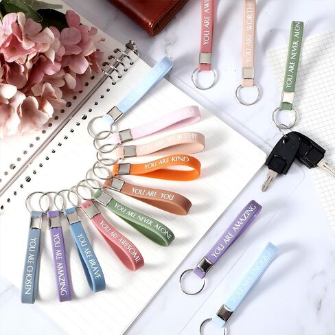 120 Pcs Inspirational Quote Key Chains Silicone Motivational Key Chains Employee Appreciation Gifts Teacher Appreciation Gifts Positive Word Key Rings for Office Team Thank You Gifts in Saudi Arabia