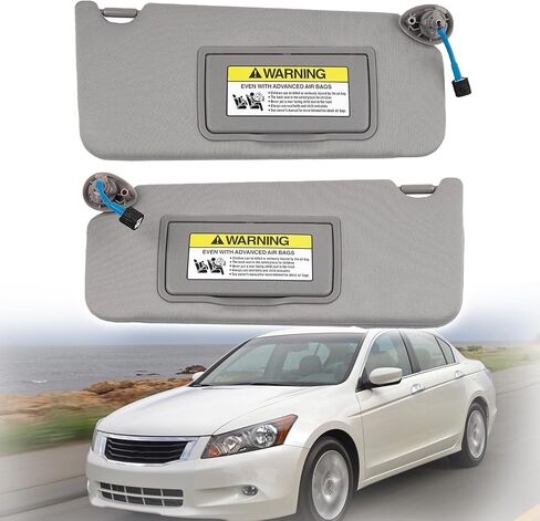 زوج واقي من الشمس مع ضوء ومرآة مناسب لسيارة Honda Accord 2008-2017 83280TA5A51ZA (رمادي) in Saudi Arabia