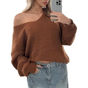 Narecte Womens Sweaters V-Neck Casual Pullover Long Sleeve Knit Ladies Sweaters Fall Winter Outfit in Kuwait