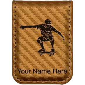 LaserGram Slim Magnetic Money Clip, Skateboarding, Personalized Engraving Included (Gray) in Kuwait