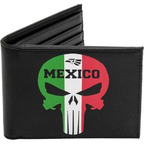 Mens Bifold Wallet Picture Mexican Flag Skull Mexican Punisher with a gift box in Kuwait