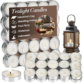 Tea Lights Candles Bulk - 25 Pcs Soy Tealight Candles with Cotton Wick Tea Candle Lights Mini Candle Set for Home,Wedding,Emergencies,Christmas,Halloween in Kuwait