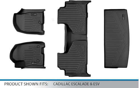 SMARTLINER 2 Row Floor Mats & Cargo Liner Behind 3rd Row Set Compatible with 2021-2023 Cadillac Escalade with 2nd Row Bench Seat in Saudi Arabia