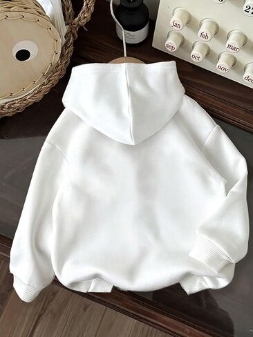 OYOANGLE Girl's Letter Graphic Print Long Sleeve Hoodies Cute Drop Shoulder Pullover Hooded Sweatshirts in Saudi Arabia