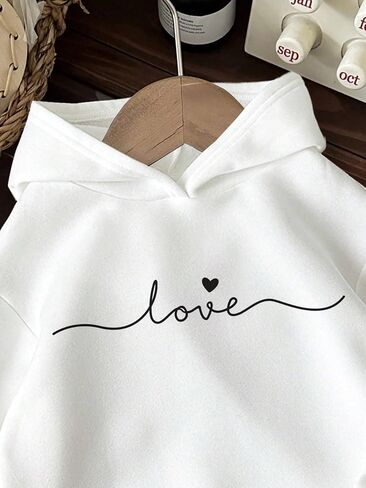 OYOANGLE Girl's Letter Graphic Print Long Sleeve Hoodies Cute Drop Shoulder Pullover Hooded Sweatshirts in Saudi Arabia