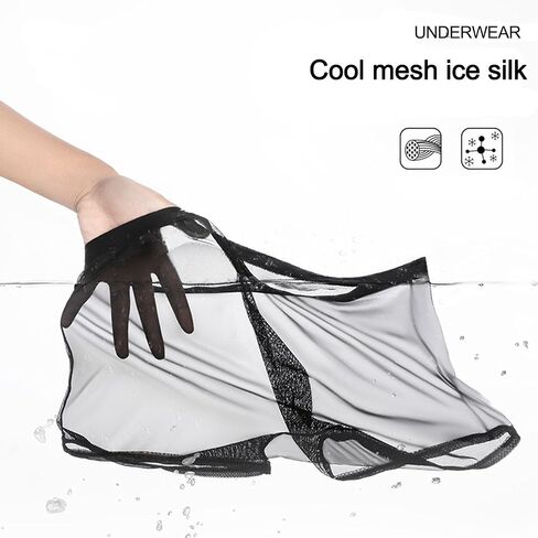 Men's Ice Silk Sexy Mesh Boxer Briefs Ultra-Thin Transparent Breathable Hollow Underwear in Saudi Arabia