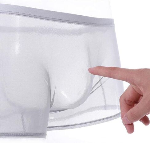 Men's Ice Silk Sexy Mesh Boxer Briefs Ultra-Thin Transparent Breathable Hollow Underwear in Saudi Arabia