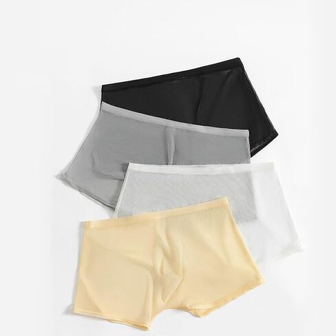 Men's Ice Silk Sexy Mesh Boxer Briefs Ultra-Thin Transparent Breathable Hollow Underwear in Saudi Arabia