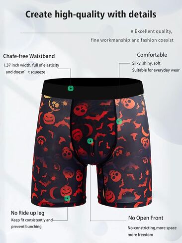 Men's Underwear Boxer Briefs Halloween Pattern Breathable Stretch Funny Novelty Gag Gifts for Men Elastic Underpants in Saudi Arabia