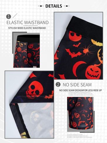 Men's Underwear Boxer Briefs Halloween Pattern Breathable Stretch Funny Novelty Gag Gifts for Men Elastic Underpants in Saudi Arabia