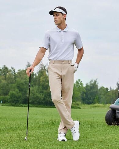 Men's Stretch Golf Pants 30''/32''/34'' - Lightweight Dress & Casual Trousers for Business Travel Work in Saudi Arabia