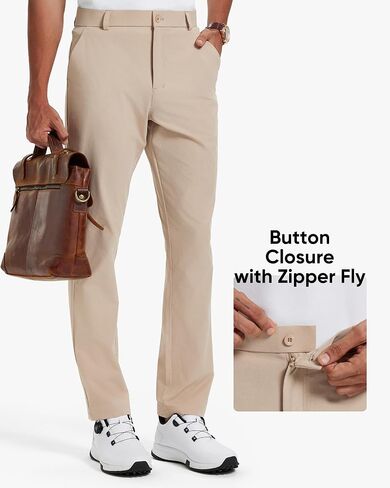 Men's Stretch Golf Pants 30''/32''/34'' - Lightweight Dress & Casual Trousers for Business Travel Work in Saudi Arabia