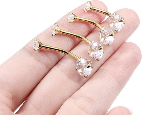 Hoeudjo Belly Button Ring Surgical Steel Belly Button Piercing 14G Belly Rings For Women Internally Threaded Round Cubic Zirconia Long Navel Barbell Jewelry 8/10/12/14mm in Kuwait