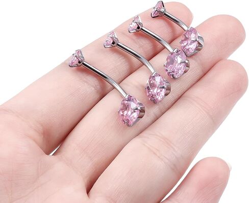Hoeudjo Belly Button Ring Surgical Steel Belly Button Piercing 14G Belly Rings For Women Internally Threaded Round Cubic Zirconia Long Navel Barbell Jewelry 8/10/12/14mm in Kuwait