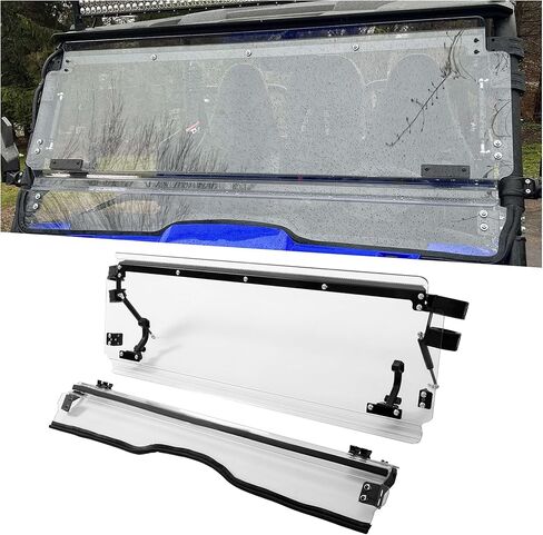 الزجاج الأمامي HECASA Flip 2 في 1 متوافق مع 2018-2020 Yamaha Wolverine X4 / X2 واضح شديد التحمل قابل للطي لأسفل الزجاج الأمامي المقاوم للخدش متضمن زنبرك غاز in Saudi Arabia