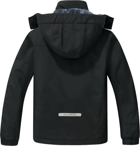 Boy's Ski Jacket Waterproof Winter Coat, Kid's Fleece Snowboarding Jacket with Detachable Hood and Reflective Strips in Saudi Arabia