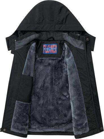 Boy's Ski Jacket Waterproof Winter Coat, Kid's Fleece Snowboarding Jacket with Detachable Hood and Reflective Strips in Saudi Arabia