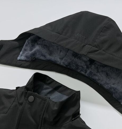 Boy's Ski Jacket Waterproof Winter Coat, Kid's Fleece Snowboarding Jacket with Detachable Hood and Reflective Strips in Saudi Arabia