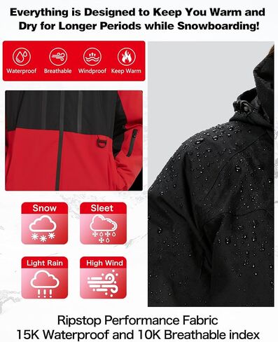 BGX Bluemagic سترة تزلج مقاومة للماء للنساء والرجال معطف شتوي دافئ للثلوج سترة واقية جبلية معطف واق من المطر بقلنسوة in Kuwait