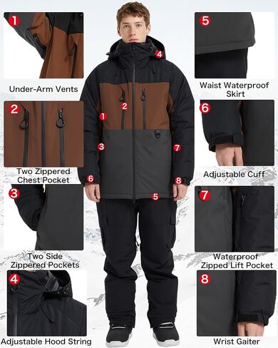 BGX Bluemagic سترة تزلج مقاومة للماء للنساء والرجال معطف شتوي دافئ للثلوج سترة واقية جبلية معطف واق من المطر بقلنسوة in Kuwait