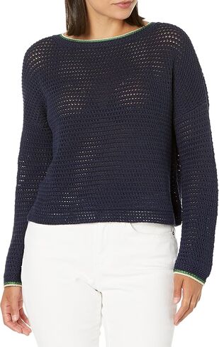 Vince Women's Crochet Contrast Tipping Crew in Saudi Arabia