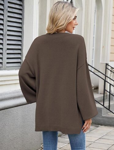 ZAFUL Women's Oversized Sweater 2025 Fall Casual V Neck Knit Side Slit Baggy Batwing Winter Long Sleeve Pullover Outfits in Saudi Arabia
