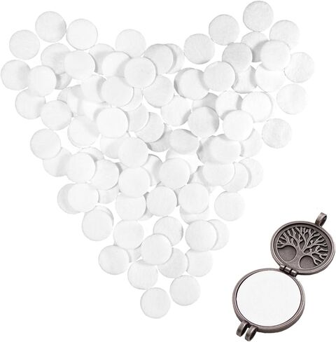 Larrel 100 Pcs Round Aromatherapy Pad, 0.88in White Round Essential Oil Pads Aromatherapy Pad 2.25cm Replacement Refill Pads for Essential Oil Diffuser Necklace Humidifier Home Car in Saudi Arabia