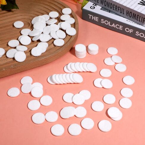 Larrel 100 Pcs Round Aromatherapy Pad, 0.88in White Round Essential Oil Pads Aromatherapy Pad 2.25cm Replacement Refill Pads for Essential Oil Diffuser Necklace Humidifier Home Car in Saudi Arabia