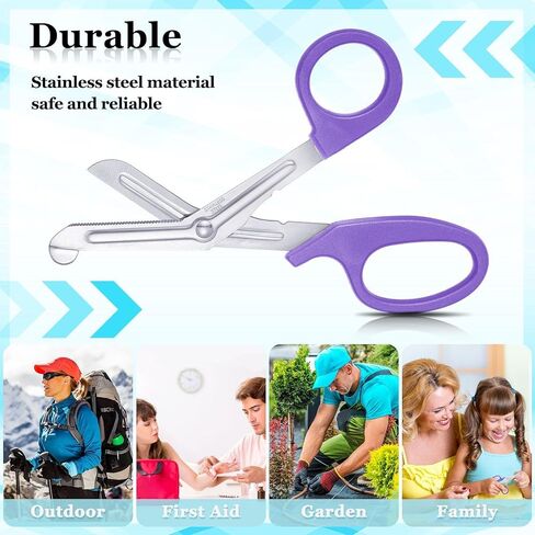 Chumia 3 قطع من مقصات الصدمات، مقص ضمادة، مقص تمريض بحجم الجيب الصغير مع بكرات شارة قابلة للسحب، مقص ضمادة أمان من الفولاذ المقاوم للصدأ، مشبك بكرة شارة للخياطة للاستخدام العام (لون زاهي) in Kuwait