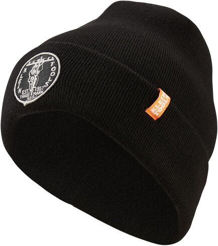 Klein Tools 60388 Heavy Knit Hat with Wide Cuff, Black, One Size Fits Most, Vintage Patch Logo in Saudi Arabia