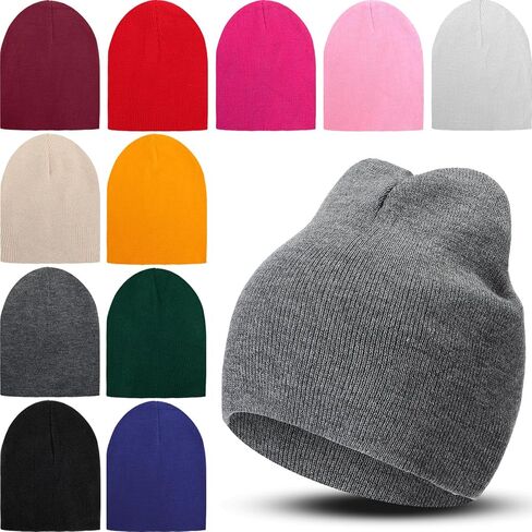 Liitrsh 12 Pcs Bulk Knitted Beanie for Winter, Daily Heather Beanie Hat Liner Warm Caps for Homeless Donations Men and Women in Saudi Arabia