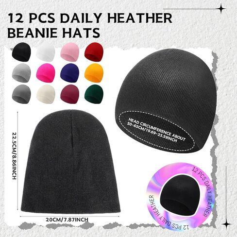 Liitrsh 12 Pcs Bulk Knitted Beanie for Winter, Daily Heather Beanie Hat Liner Warm Caps for Homeless Donations Men and Women in Saudi Arabia