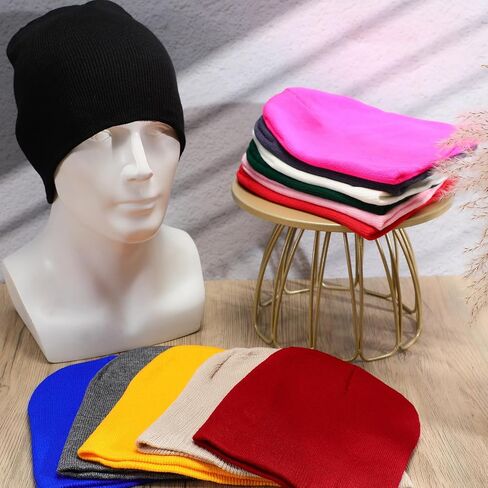 Liitrsh 12 Pcs Bulk Knitted Beanie for Winter, Daily Heather Beanie Hat Liner Warm Caps for Homeless Donations Men and Women in Saudi Arabia