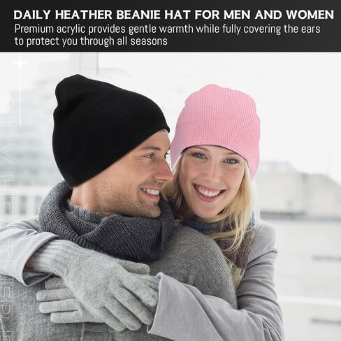 Liitrsh 12 Pcs Bulk Knitted Beanie for Winter, Daily Heather Beanie Hat Liner Warm Caps for Homeless Donations Men and Women in Saudi Arabia
