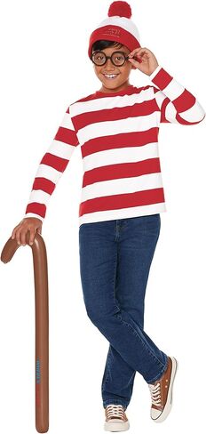 مجموعة أزياء Spirit Halloween Kids Where's Waldo | مرخصة رسميًا | أين زي والدو | زي سهل in Kuwait