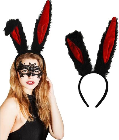 Bunny Ears Headband Long Furry Rabbit Ears Headband Bunny for Women Halloween Costume Accessories in Saudi Arabia