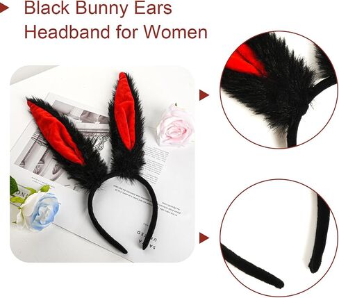 Bunny Ears Headband Long Furry Rabbit Ears Headband Bunny for Women Halloween Costume Accessories in Saudi Arabia
