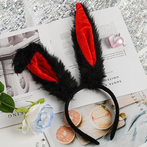 Bunny Ears Headband Long Furry Rabbit Ears Headband Bunny for Women Halloween Costume Accessories in Saudi Arabia